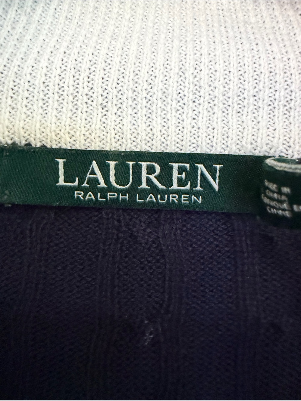 Lauren Ralph Lauren Navy Cable Knit Full Zip Cardigan Sweater Women’s L - Picture 6 of 9